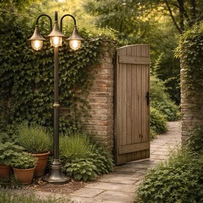 Klasická vonkajšia lampa čierna so zlatou 200 cm 3-svetlá IP44 - Daphne