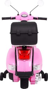 Ramiz Elektrický skúter Vespa pre deti ružový + pomocné kolieska + audio + ekokoža + EVA + plynulý štart