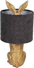 Zlatá stolná lampa králik s chlpatým šedým tienidlom Rabbi - Ø 20*43 cm / E27