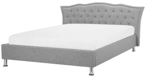 Čalúnená posteľ 140 x 200 cm sivá METZ Beliani