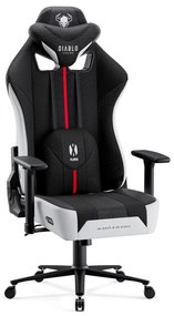 Herné kreslo s látkovým poťahom, veľkosť Normal Size, bielo-čierne: Diablo X-Player 2.0