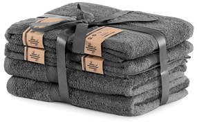 Set 2 tmavosivých osušiek a 4 uterákov DecoKing Bamby