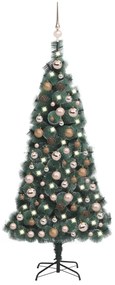 Umelý vianočný stromček s LED a súpravou gulí zelený 150 cm PVC&PE 3077875