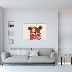 Obraz - Medvedík s červeným šálom (90x60 cm)