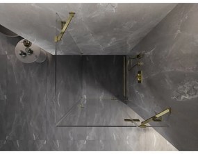 Mexen Lunar, výklopný sprchový kút pravý 80 x 80 cm, 8mm číre sklo, zlatý profil, 834-080-080-50-00-P