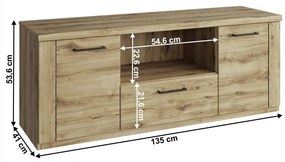 Tempo Kondela TV stolík 2D1S/135, dub navarra, DORSI