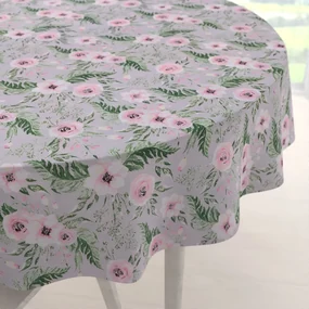 Biante Bavlnený okrúhly obrus Sandra SA-178 Kvitnúce ruže na sivom Ø 120 cm
