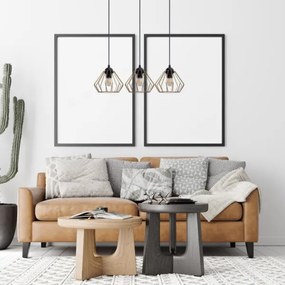 Luster na lanku CEED GOLD 3xE27/60W/230V čierna/zlatá