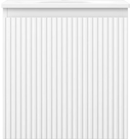 Mexen Rivel, kúpeľňová skrinka 45 cm s umývadlom Vela, 1 zásuvka, drážkovaná, biela matná, 91A20-04547-1-BF01-W23M01