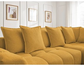 Ženilková rozkladacia/s úložným priestorom rohová pohovka v horčicovej farbe (pravý roh/do L) Everest – Bobochic Paris