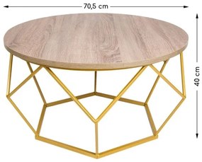 Konferenčný stolík DIAMOND 40x70 cm zlatá/hnedá