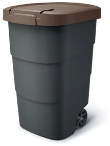 Záhradná nádoba s odolnými kolieskami, 90 l, hnedá / antracit