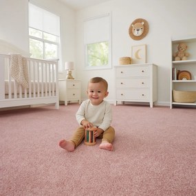 ITC, Metrážny koberec Feliz 066, na mieru, šíře 4m, ružová, filc, detská izba