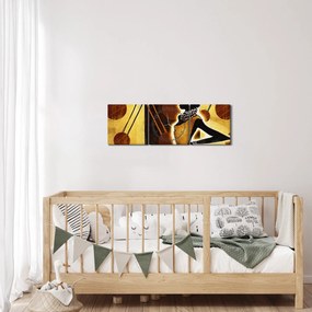 Obraz umelecké pradávnej maľby (s hodinami) (90x30 cm)