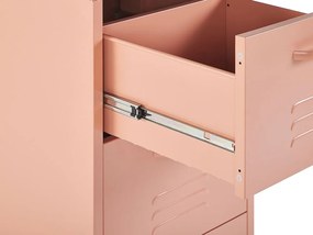 Kovová skrinka s 3 zásuvkami ružová WOSTOK Beliani
