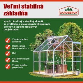 Jurhan Záhradný skleník z polykarbonátu so základňou, 190x190x195cm