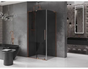 Mexen Velar L, sprchový kút s posuvnými dverami 120 x 85 cm, 8mm šedé sklo, ružové zlato, 871-120-085-43-60