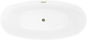 Mexen Olea, voľne stojaca vaňa, vzor, 170 × 80 cm, biela-čierna, zlatý lesklý prepad, 52821708075-50