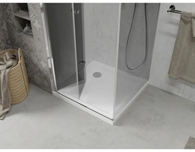 Mexen Lima, sprchovací kút so skladacími dverami 70 (dvere) x 70 (stena) cm, 6mm šedé sklo, chrómový profil + slim sprchová vanička biela, 856-070-070-01-40-4010