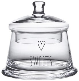 Úložná transparentná nádoba dóza s viečkom a srdiečkom Sweets - Ø 12*13 cm