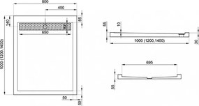 Polimat Obdĺžniková akrylátová sprchová vanička West 100x80 (120x80, 120x90, 140x80) POLIMAT-Farba: Biela, POLIMAT-Rozmery: 100x80