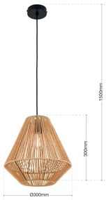 Orion HL 6-1812/1 - Luster na lanku JUNGLE 1xE27/40W/230V pr. 31 cm konope
