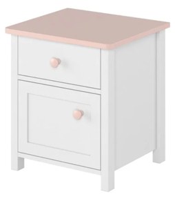 Nočný stolík Luna LN07, Farby: biela / ružová + biela