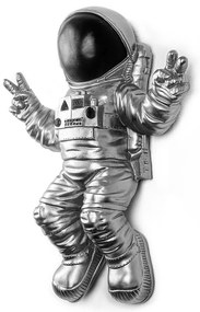 Nástěnná dekorace Astronaut stříbrná/černá