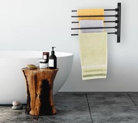 Nástenný vešiak na uteráky AMY - 5 ramenný - čierny matný