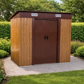 Záhradný domček BestBerg BBSH-407W / 2,8 m² / 130 × 213 × 191 cm / dekor dreva/hnedá