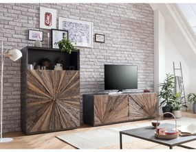 furniture-nabytek.cz - Masívna nástenná jednotka Derby z recyklovaného dreva, lakovaná, šedá