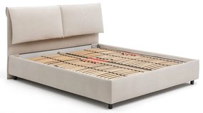 Béžová čalúnená dvojlôžková posteľ s úložným priestorom s matracom/s roštom 180x200 cm Myra Pillow – Bonami Selection