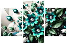 Obraz - 3D tyrkysové kvety (90x60 cm)
