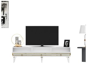 TV stolík/skrinka Vadiki 2 (biela + zlatá) . Vlastná spoľahlivá doprava až k Vám domov. 1095403