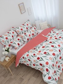 Bavlnené obliečky Renforcé - Kvety tulipánov červené