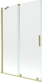 Mexen Velar, 2-krídlová posuvná vaňová zástena 120 x 150 cm, 8mm číre sklo, zlatý matný profil, 896-120-000-01-55