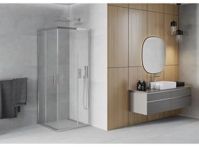 Mexen Rio, štvorcový sprchovací kút s posuvnými dverami 80(dvere) x 80(dvere) x 190 cm, 6mm číre sklo, chrómový profil, 860-080-080-01-00