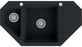 Rohový granitový drez 900x500 čierny