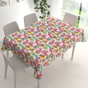 Biante Detský bavlnený obdĺžnikový obrus Sandra SA-604 Ružový retro štýl 100x160 cm