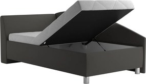 Rohová posteľ Andrew ľavá 110x200 cm, tmavo šedá látka