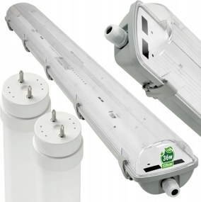 Sada 2x hermetických LED svietidiel na dosku 120 cm + 4x žiarivky G13 18W