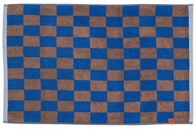 Modro-hnedá kúpeľňová predložka z bio bavlny 50x80 cm Retro – Mette Ditmer Denmark
