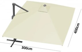 Béžový záhradný slnečník s LED osvetlením 3 x 4 m