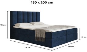 PROXIMA.store - Kontinentálna boxspring posteľ FLORA ROZMER: 180 x 200 cm, TYP MATRACA: BONELLOVÉ PRUŽINY, VRCHNÝ MATRAC (TOPPER): BEZ TOPPERU