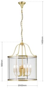 Orion - Luster na reťazi BRUNO 6xE14/40W/230V priemer 43 cm zlatý