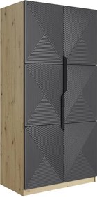Skriňa Asha 100 cm - artisan / rivier stone mat / čierne úchytky