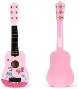 Drevená detská gitara | ružová