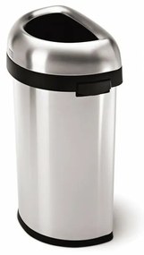 Pologuľatý otvorený kôš 60 l, matná oceľ, nerez
