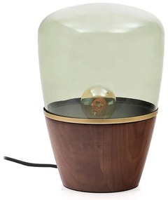 Zelená/v tmavoprírodnej farbe stolová lampa so skleneným tienidlom (výška 30 cm) Silex – Kave Home