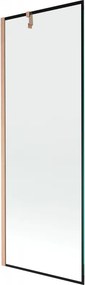 Mexen Next, 1-krídlová vaňová zástena 70 x 150 cm, 6mm číre sklo - čierny vzor, medená matná, 895-070-000-00-70-65